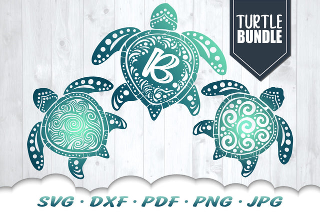 Sea Turtle SVG Bundle | Monogram Turtle SVG | Mandala SVG | Beach SVG SVG Cloud9Design 
