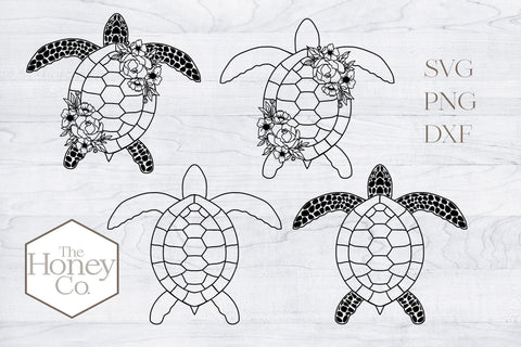 Sea Turtle SVG PNG DXF Floral Bundle SVG The Honey Company 