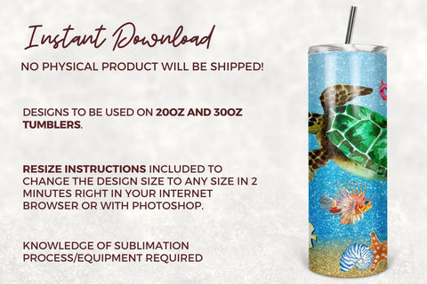 Sea Turtle Tumbler design 20 oz & 30 oz Skinny Tumbler Design, Tumbler, Sublimation, PNG Tortoise Digital Download Sublimation TumblersByPhill 