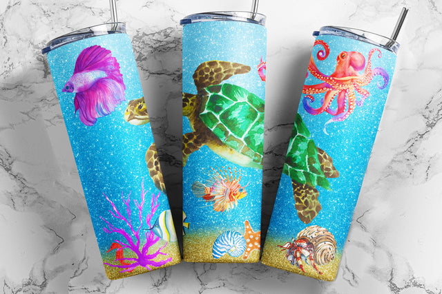Sea Turtle Tumbler design 20 oz & 30 oz Skinny Tumbler Design, Tumbler, Sublimation, PNG Tortoise Digital Download Sublimation TumblersByPhill 