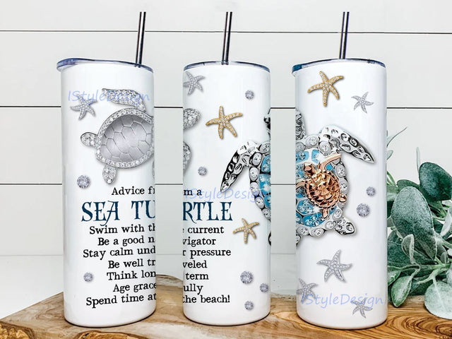 Sea Turtle Tumbler PNG, 20oz Skinny Tumbler, Sublimation Designs, Tumbler Wrap, Coffee Tumbler Template, Digital Download Sublimation iStyleDesign 