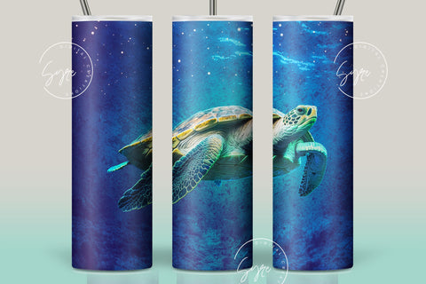 Sea Turtle Tumbler PNG, Ocean 20 oz Skinny Tumbler Design Sublimation Download, Turtle Tumbler Wrap, Sea Creatures Seamless Tumbler PNG Sublimation Syre Digital Creations 