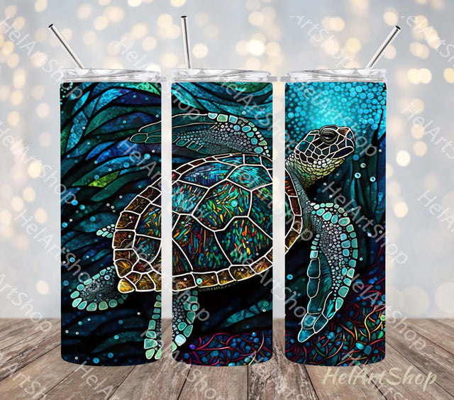Sea Turtle Tumbler PNG Sublimation, 20oz Skinny tumbler Wrap Sublimation _HelArtShop_ 