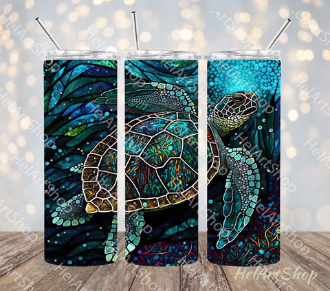 Sea Turtle Tumbler PNG Sublimation, 20oz Skinny tumbler Wrap Sublimation _HelArtShop_ 
