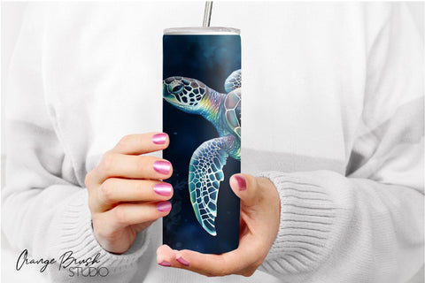 Sea Turtle Tumbler Wrap Skinny Tumbler Sublimation Design Sublimation OrangeBrushStudio 