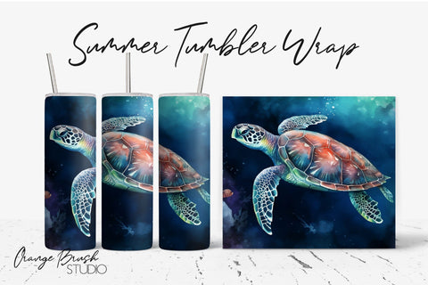 Sea Turtle Tumbler Wrap Skinny Tumbler Sublimation Design Sublimation OrangeBrushStudio 