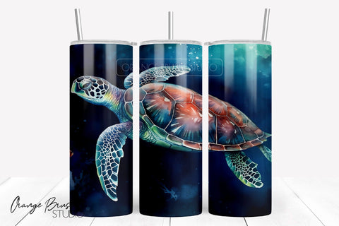 Sea Turtle Tumbler Wrap Skinny Tumbler Sublimation Design Sublimation OrangeBrushStudio 