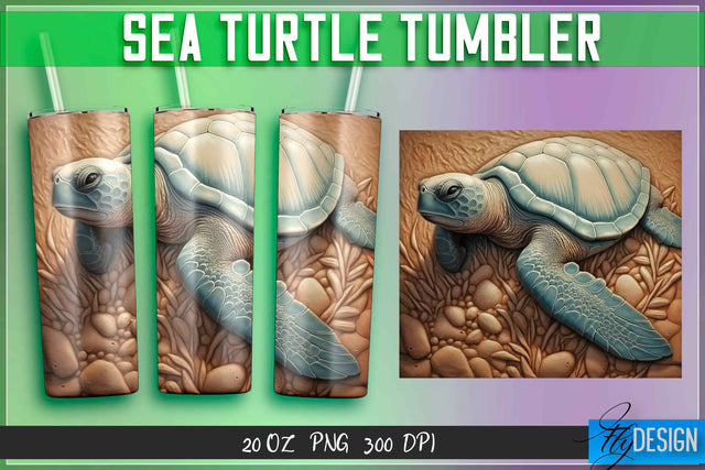 Sea Turtle Tumblers Wrap 20 oz. Sublimation Fly Design 