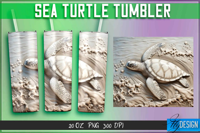 Sea Turtle Tumblers Wrap 20 oz. Sublimation Fly Design 