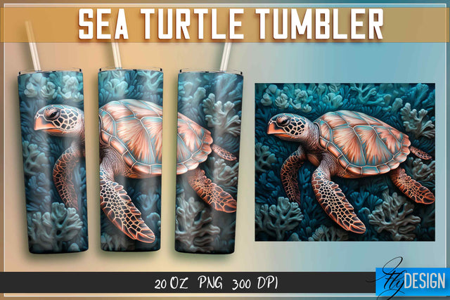 Sea Turtle Tumblers Wrap 20 oz. Sublimation Fly Design 