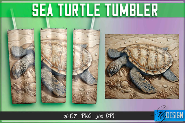 Sea Turtle Tumblers Wrap 20 oz. Sublimation Fly Design 