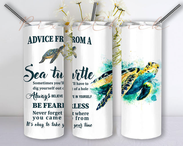 Sea Turtles Sublimation Tumbler Designs, Glitter Ocean 20oz Skinny Tumbler Wrap Template PNG Digital Download Sublimation PixelChick 