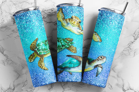 Sea Turtles Sublimation Tumbler Designs, Ocean 20oz Skinny Tumbler Wrap Template - PNG Digital Download Sublimation TumblersByPhill 