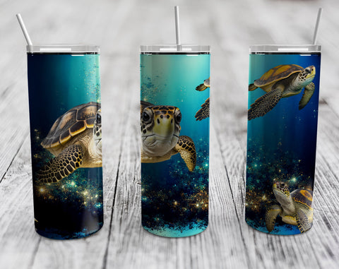 Sea Turtles Tumbler Wraps Bundle, 20 Oz Skinny Tumbler Sea Turtle Designs, Sea Turtle Sublimation Designs For Tumblers, 5 Designs Sublimation HappyDesignStudio 