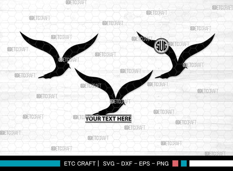 Seagull Monogram, Seagull Silhouette, Seagull SVG, Seagull Bird Svg, Seagull Wings Svg, Flying Seagull Svg, Bird Flying Svg, SB00314 SVG ETC Craft 