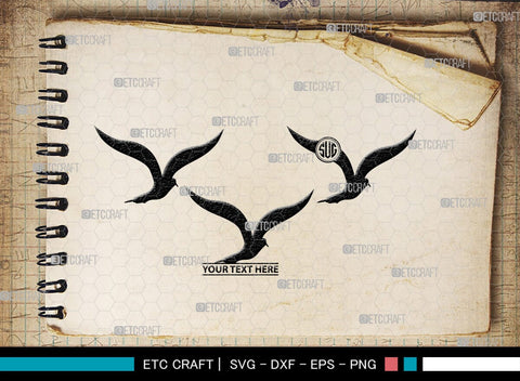Seagull Monogram, Seagull Silhouette, Seagull SVG, Seagull Bird Svg, Seagull Wings Svg, Flying Seagull Svg, Bird Flying Svg, SB00314 SVG ETC Craft 