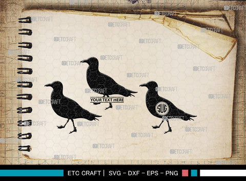 Seagull Monogram, Seagull Silhouette, Seagull SVG, Seagull Bird Svg, Seagull Wings Svg, Flying Seagull Svg, Bird Flying Svg, SB00314 SVG ETC Craft 