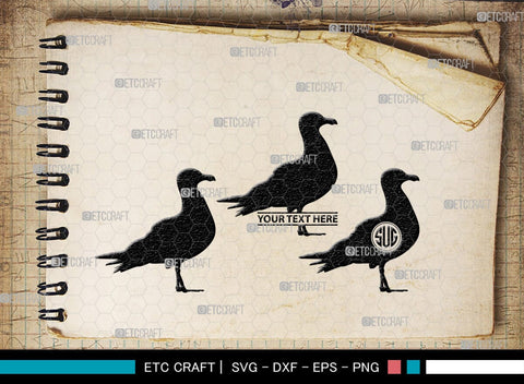 Seagull Monogram, Seagull Silhouette, Seagull SVG, Seagull Bird Svg, Seagull Wings Svg, Flying Seagull Svg, Bird Flying Svg, SB00314 SVG ETC Craft 