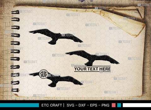 Seagull Monogram, Seagull Silhouette, Seagull SVG, Seagull Bird Svg, Seagull Wings Svg, Flying Seagull Svg, Bird Flying Svg, SB00314 SVG ETC Craft 