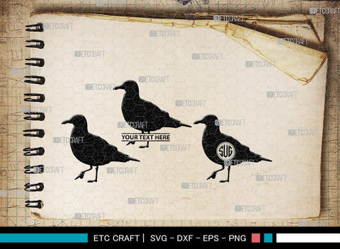Seagull Monogram, Seagull Silhouette, Seagull SVG, Seagull Bird Svg, Seagull Wings Svg, Flying Seagull Svg, Bird Flying Svg, SB00314 SVG ETC Craft 