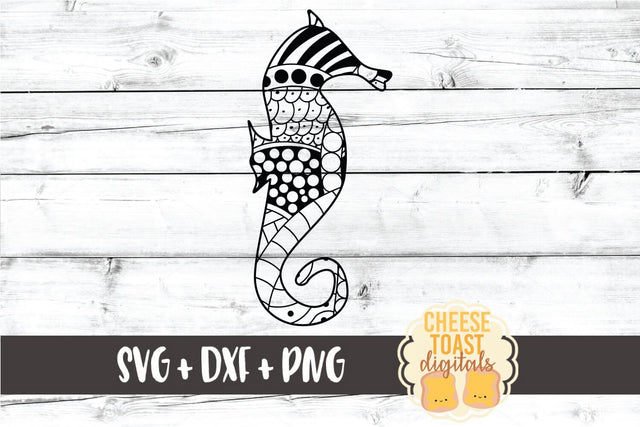 Seahorse - Animal Zen Doodle Art - Ocean SVG PNG DXF Files SVG Cheese Toast Digitals 