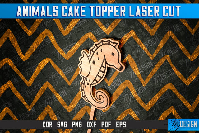 Seahorse Cake Topper Laser Cut SVG Design | Laser Cut Design SVG Fly Design 