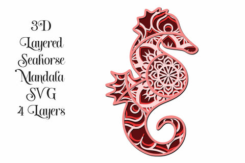 Seahorse Mandala Layered 3D SVG SVG Digital Honeybee 