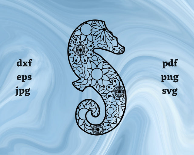 Seahorse Mandala SVG Cut File SVG Northern Light SVG 