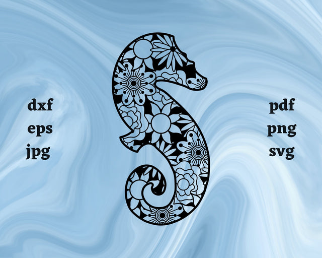 Seahorse Mandala SVG Cut File SVG Northern Light SVG 