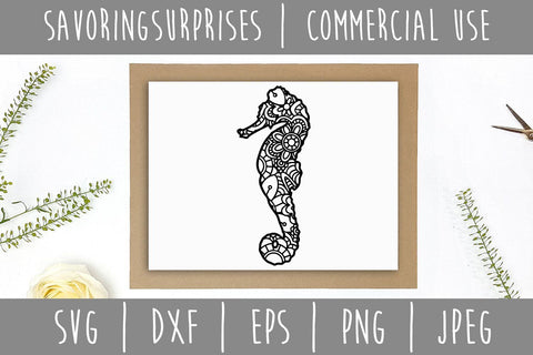Seahorse Mandala Zentangle SVG SavoringSurprises 