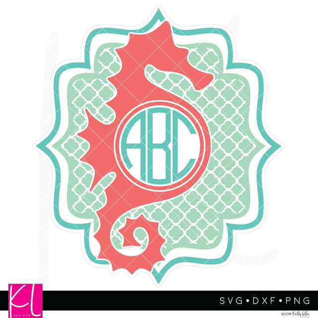 Seahorse Monogram Frame SVG Kelly Lollar Designs 
