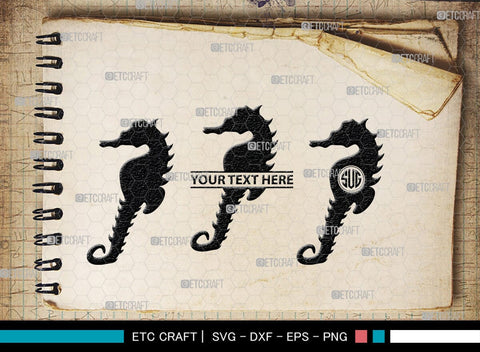 Seahorse Monogram, Seahorse Silhouette, Seahorse SVG, Sea Animal Svg, Aquatic Seahorse Svg, Undersea Seahorse Svg, Sea Horse Svg, SB00315 SVG ETC Craft 