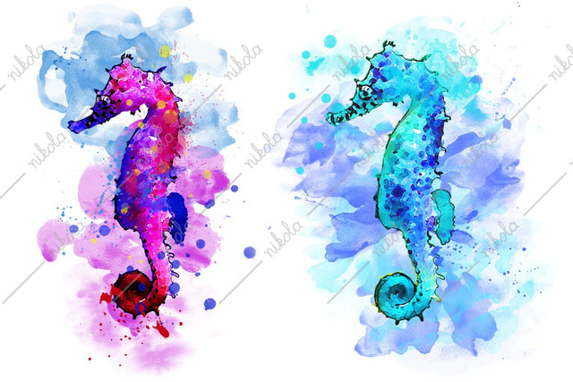 Seahorse, Sea Horse, PNG, JPG, Watercolor, Sublimation, Clipart Sublimation nikola 