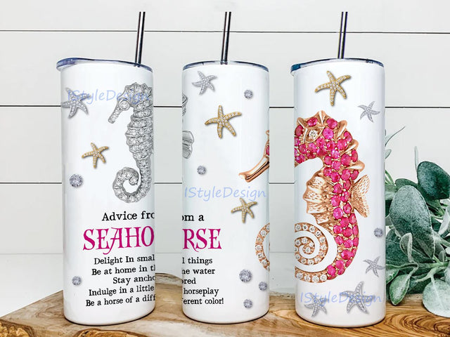 Seahorse Treasures Tumbler PNG, 20oz Skinny Tumbler, Sublimation Designs, Tumbler Wrap, Coffee Tumbler Template, Digital Download Sublimation iStyleDesign 
