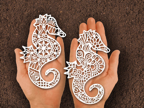 Seahorse Underwater Paper cut SVG Johan Ru designs 