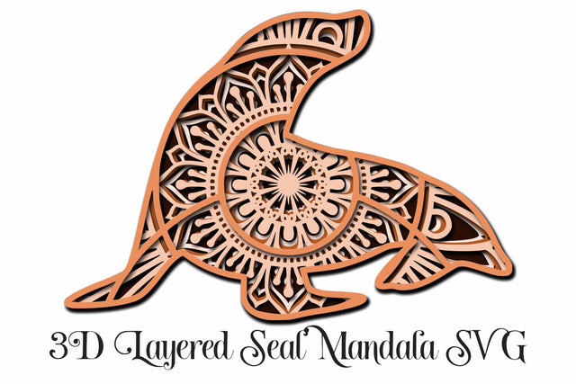 Seal Mandala 3D Layered SVG file, 5 layers, Paper Cutting SVG Digital Honeybee 
