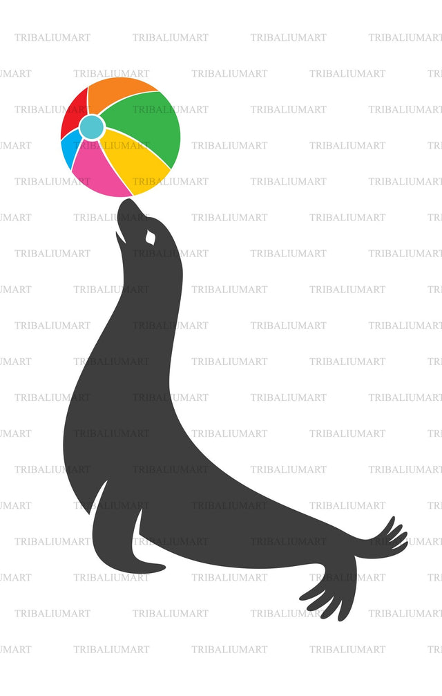 Seal with beach ball SVG TribaliumArtSF 
