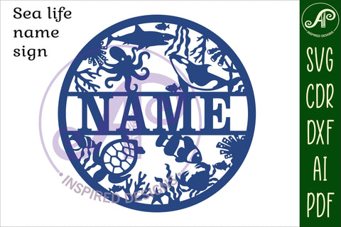 Sealife name sign svg laser cut template SVG APInspireddesigns 