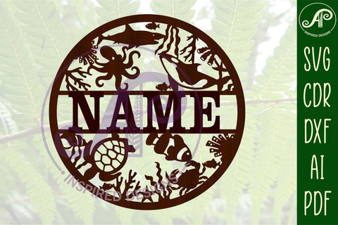Sealife name sign svg laser cut template SVG APInspireddesigns 