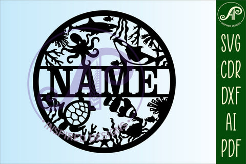 Sealife name sign svg laser cut template SVG APInspireddesigns 
