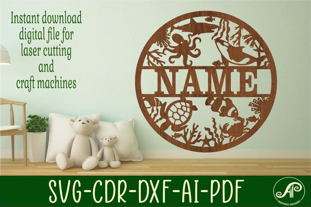Sealife name sign svg laser cut template SVG APInspireddesigns 