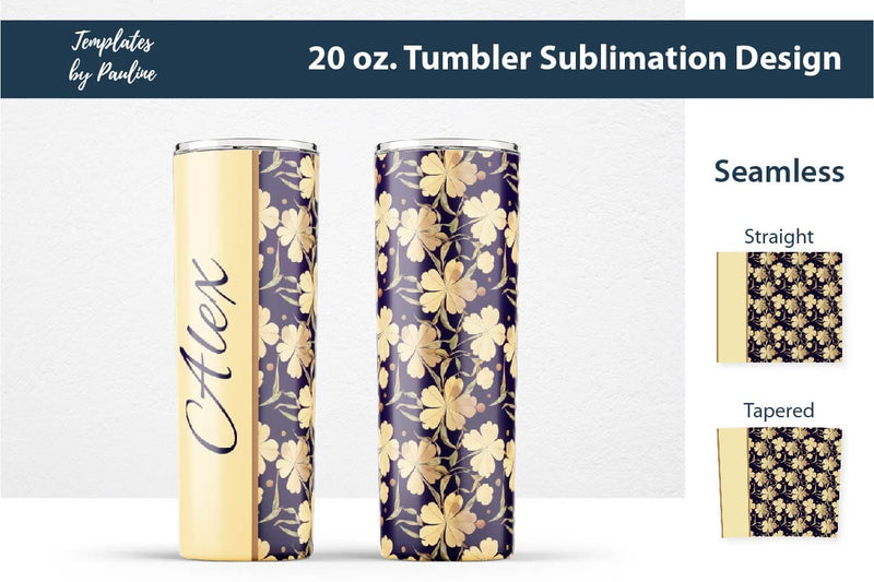 Seamless 4 Leaf Clover Name Tumbler Wrap for Sublimation Sublimation Templates by Pauline 