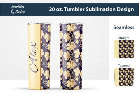 Seamless 4 Leaf Clover Name Tumbler Wrap for Sublimation Sublimation Templates by Pauline 