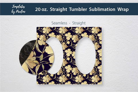 Seamless 4 Leaf Clover Oval Photo Tumbler Wrap for Sublimation Sublimation Templates by Pauline 