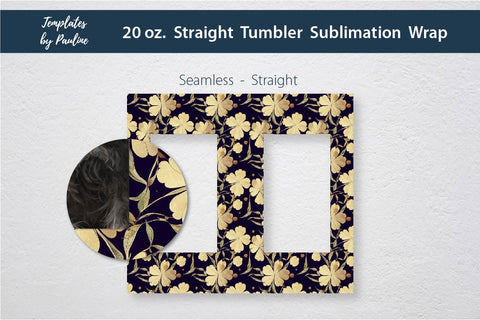 Seamless 4 Leaf Clover Rectangle Photo Tumbler Wrap for Sublimation Sublimation Templates by Pauline 