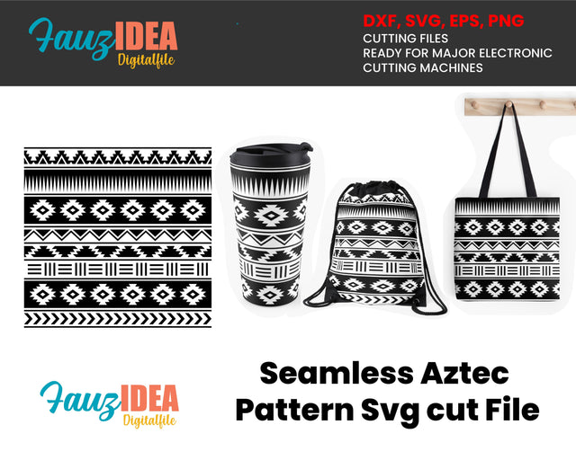 Seamless Aztec pattern design, farmhouse, summer, SVG File for Cutting Machine, Silhouette Cameo, Cricut, Digital Design SVG Fauz 