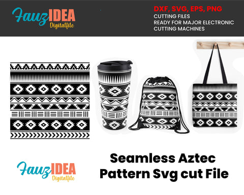 Seamless Aztec pattern design, farmhouse, summer, SVG File for Cutting Machine, Silhouette Cameo, Cricut, Digital Design SVG Fauz 