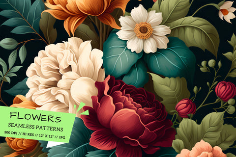 seamless background with flowers, background with flowers, pattern with flowers Digital Pattern FloridPrintables 