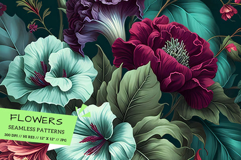 seamless background with flowers, background with flowers, pattern with flowers Digital Pattern FloridPrintables 