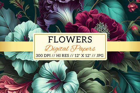 seamless background with flowers, background with flowers, pattern with flowers Digital Pattern FloridPrintables 